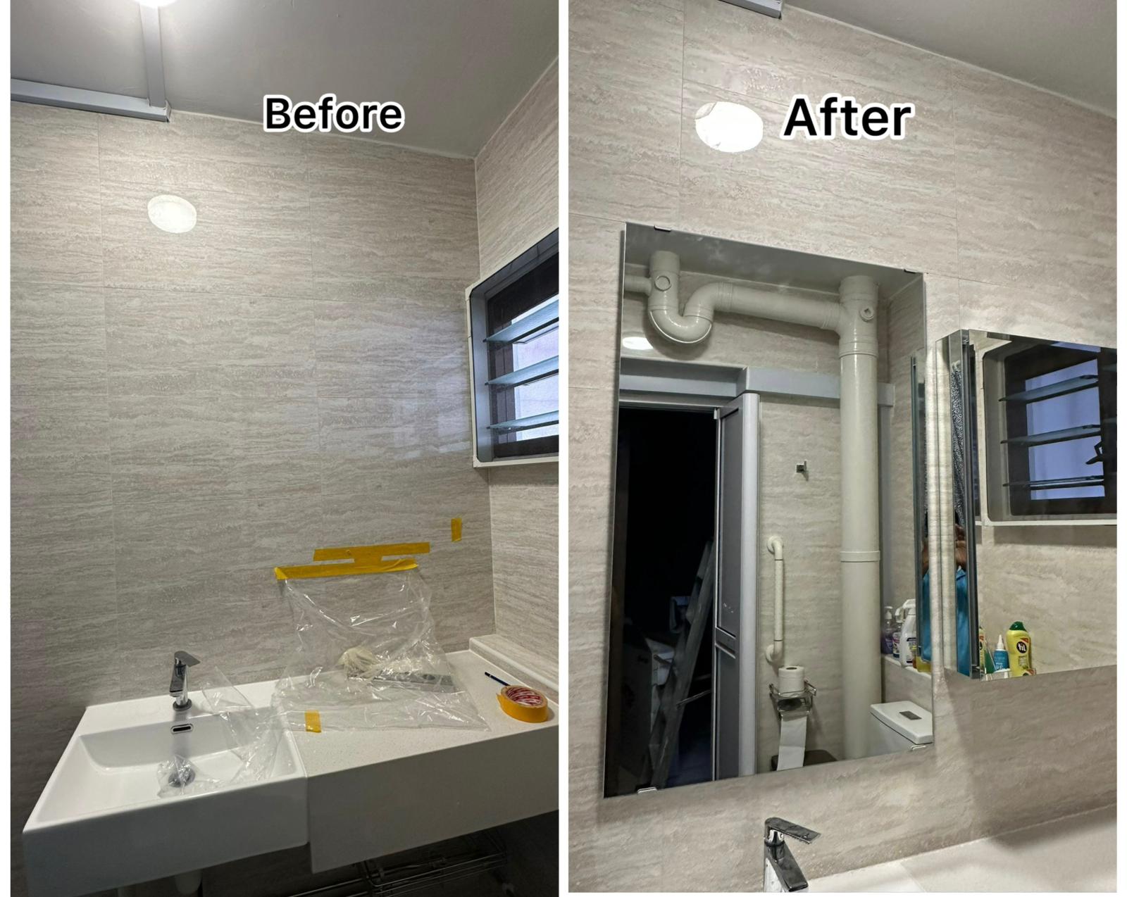 Bathroom Plumbing Pipe Concealment & Access Panel Installation Service in Singapore